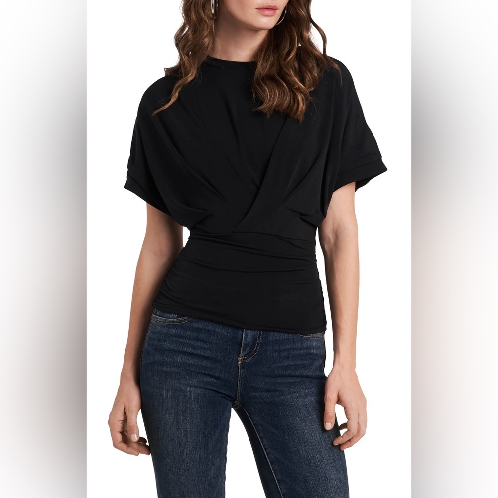 1.State Faux Wrap Rich Black Top size Large (MSRP $79)